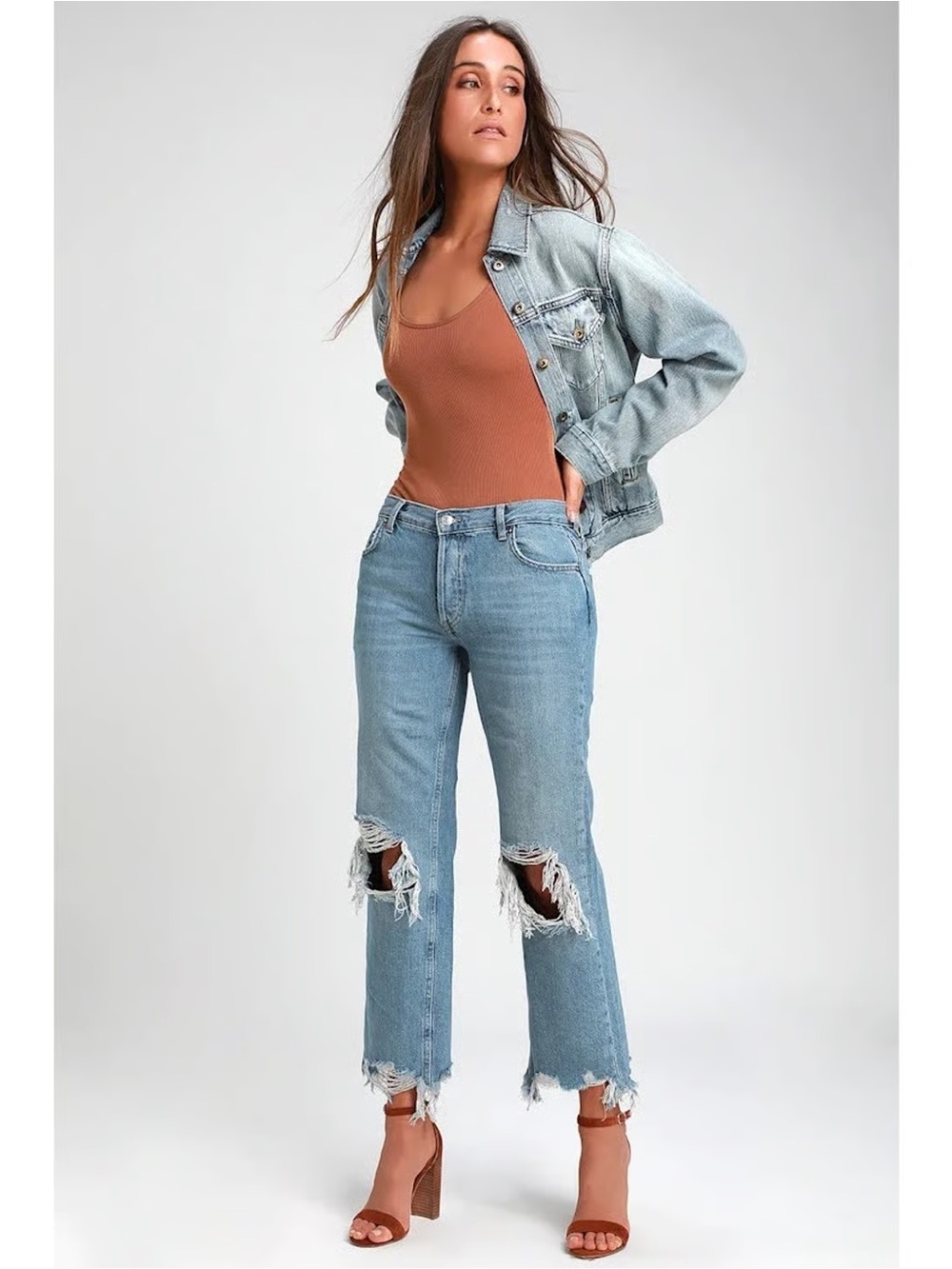 Free People We The Free Maggie Mis-Rise Distressed Straight-Leg Jeans